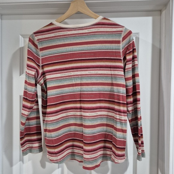 Chaps Top Womens 1X Thermal Waffle Knit Lightweight Henley Southwestern Aztec - Picture 2 of 9